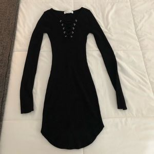 Lace Up Bodycon Sweater Dress